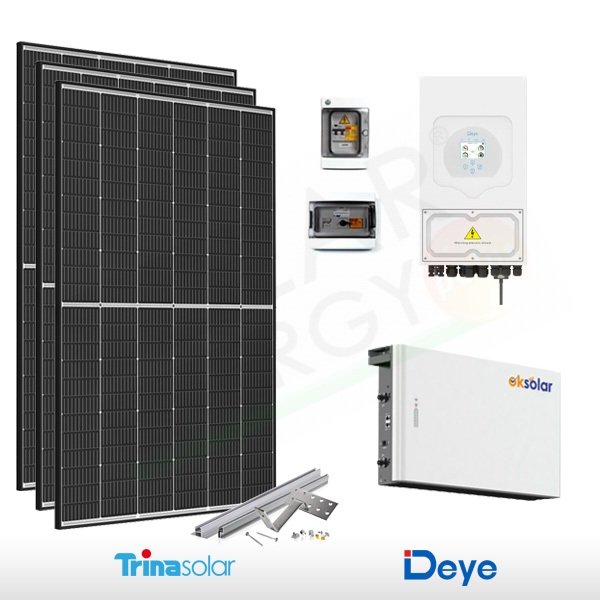 KIT FOTOVOLTAICO 3.2 KW TRINA SOLAR – DEYE CON ACCUMULO OK SOLAR 5 KWH (COMPLETO)