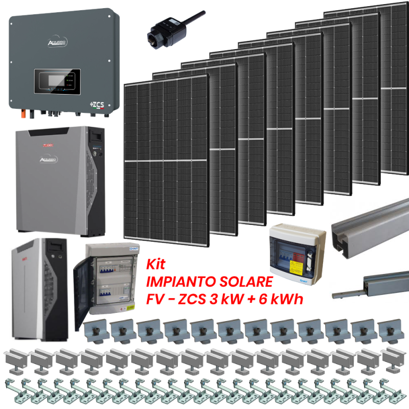 Kit Impianto Fotovoltaico 3kW - 7 pannelli Jinko 440W + Huawei 3kW + Struttura Tetto
